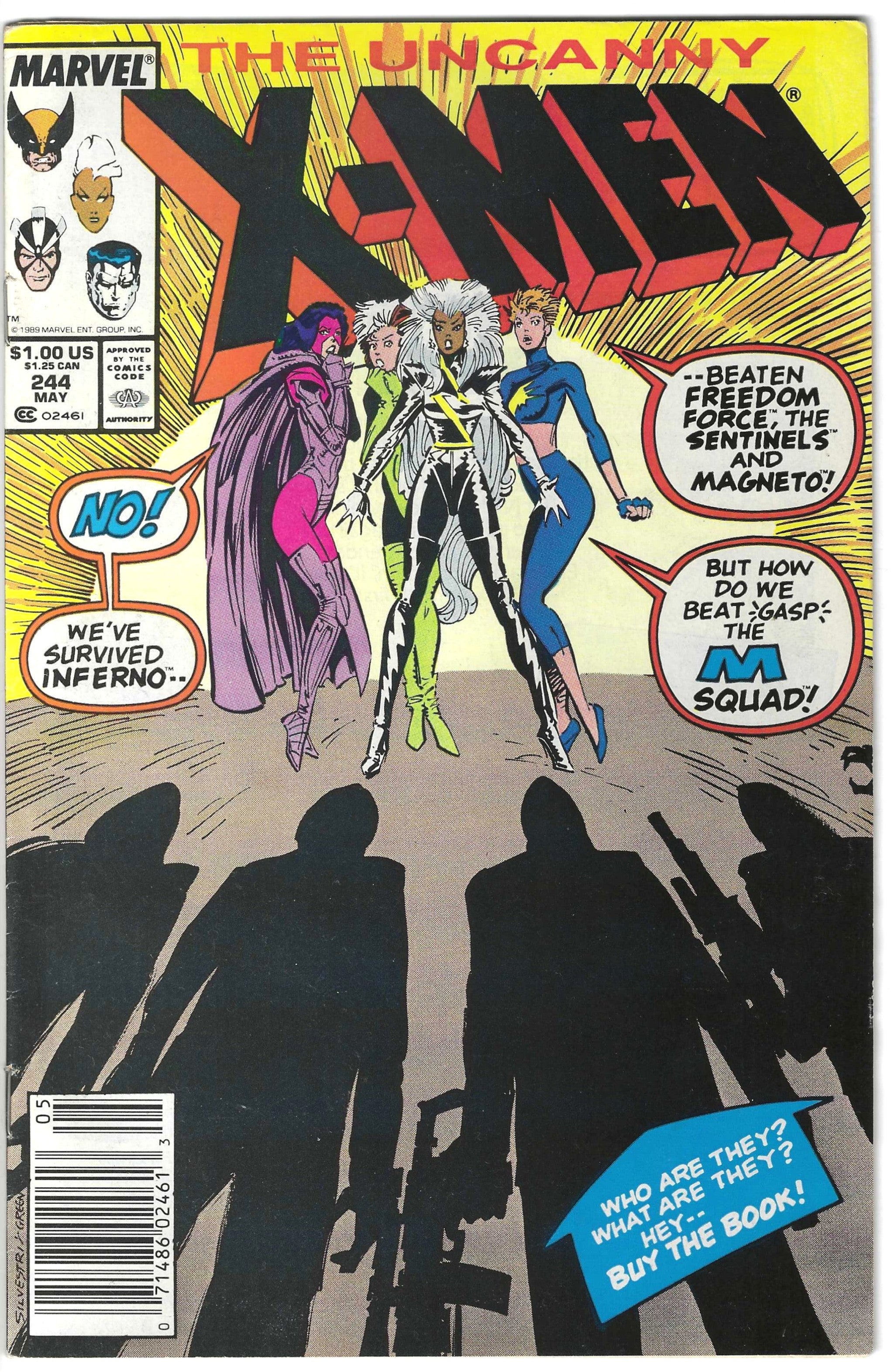 THE UNCANNY X-MEN #244 - Variant B (1981-2011) - 9.0 Very Fine/Near Mint